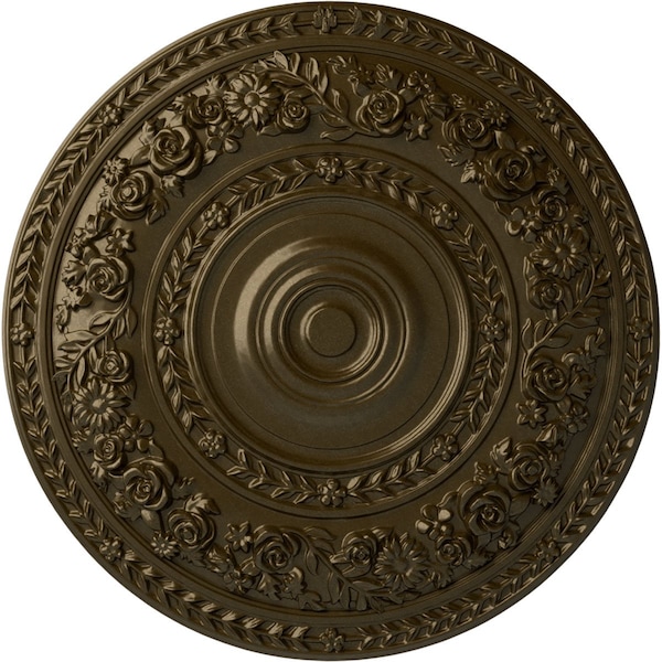 Ekena Millwork Rose Ceiling Medallion (Fits Canopies up to 13 1/2"), Hand-Painted Brass, 33 7/8"OD x 2 3/8"P CM33ROBRS - main
